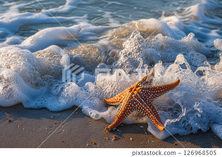 Sea star or sea starfish on the beach 126968505