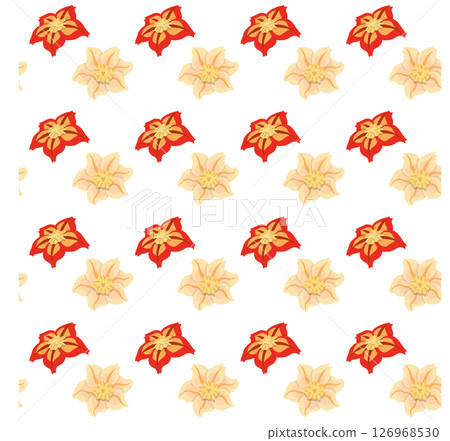 Simple flowers in flat style. Seamless pattern. Vector illustration. 126968530