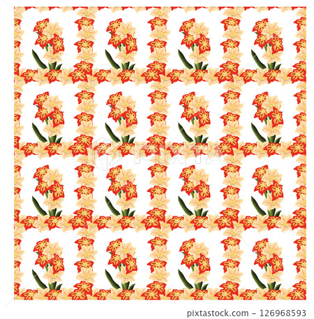 Simple flowers in flat style. Seamless pattern. Vector illustration. Simple flowers in flat style. Seamless pattern. Vector illustration. 126968593