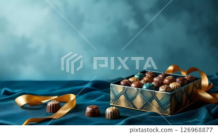 Luxury Chocolate Box with Gold Ribbon 126968877