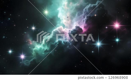 Emerald Nebula with Stellar Bursts Emerald Nebula with Stellar Bursts 126968908