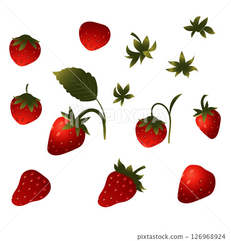 Set of strawberry berries. Vector illustration isolated on white background. Set of strawberry berries. Vector illustration isolated on white background. 126968924