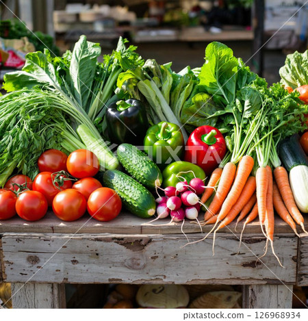 A set of vegetables on the counter A set of vegetables on the counter 126968934