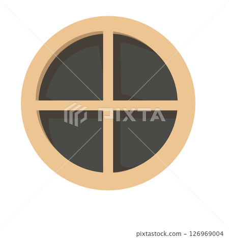 Round attic window. Vector illustration isolated on white background. Round attic window. Vector illustration isolated on white background. 126969004
