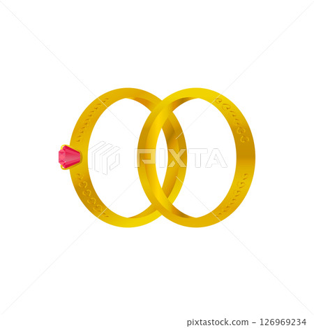Gold Pair Rings with Rubin Gold Pair Rings with Rubin 126969234