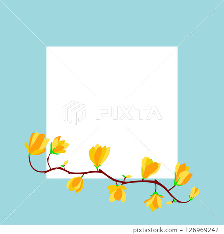 Square White Frame with Flowers 126969242