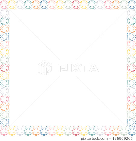 Hippopotamus drawing frame. Wildlife animal on white background border with empty space for your text. Hippopotamus drawing frame. Wildlife animal on white background border with empty space for your text. 126969265