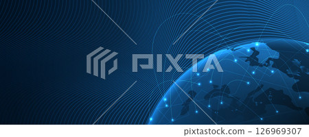 Global internet connection. Business communication concept for science or syber presentation Global internet connection. Business communication concept for science or syber presentation 126969307