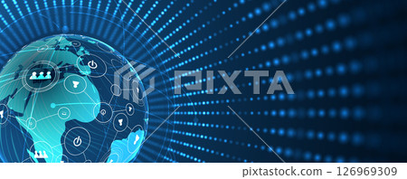 Global internet connection. Business communication concept for science or syber presentation Global internet connection. Business communication concept for science or syber presentation 126969309