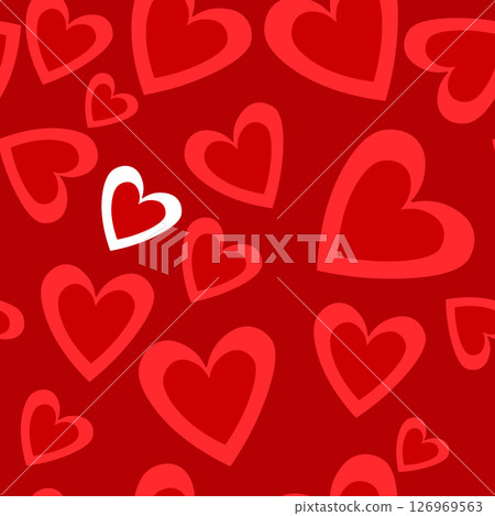 Seamless pattern with hearts. Template holiday vector illustration. Design for card, postcard, poster, print, banner. Cartoon colorful hearts on color background Seamless pattern with hearts. Template holiday vector illustration. Design for card, postcard, poster, print, banner. Cartoon colorful hearts on color background 126969563