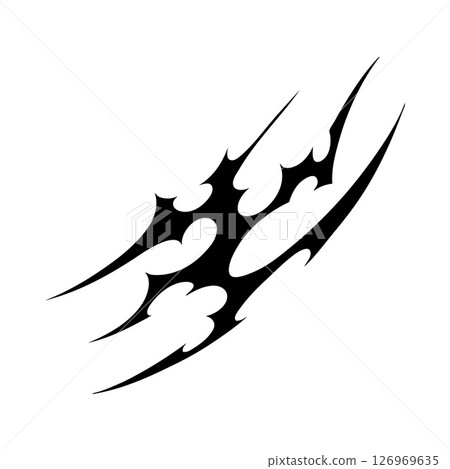 Neo tribal graphic element - black abstract pattern with sharp and curved shapes. 126969635