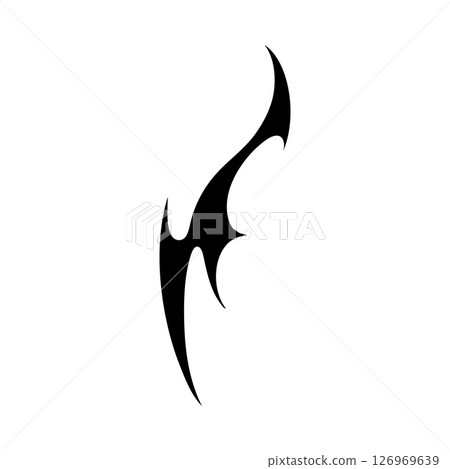Neo Tribal Vector Tattoo. Black y2k silhouette with sharp jagged edges. 126969639