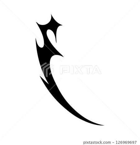 Neo tribal, cyber sigilism silhouette vector element, abstract ornament curly sharp spines shape, gothic horn pattern Neo tribal, cyber sigilism silhouette vector element, abstract ornament curly sharp spines shape, gothic horn pattern 126969697