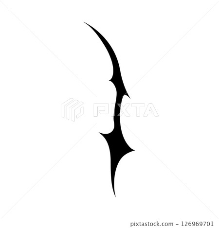 Neo tribal, cyber sigilism vector design element, gothic ornament curly sharp shape, Y2K abstract horn, grunge pattern 126969701