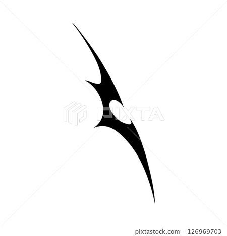 Neo tribal, cyber sigilism vector design element, abstract ornament curly sharp spines shape, gothic horn black pattern 126969703