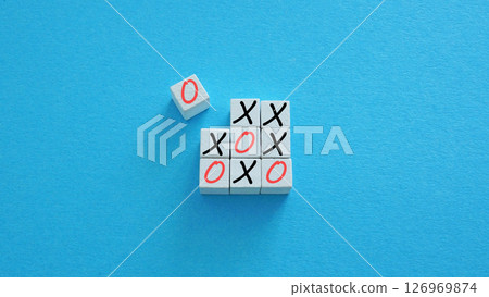 Tic-tac-toe win concept. Strategic thinking and achieving goals. 126969874
