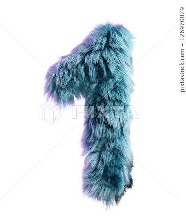 Blue Fur Styled Into Bold Letter 1 Isolated on White Background 126970029