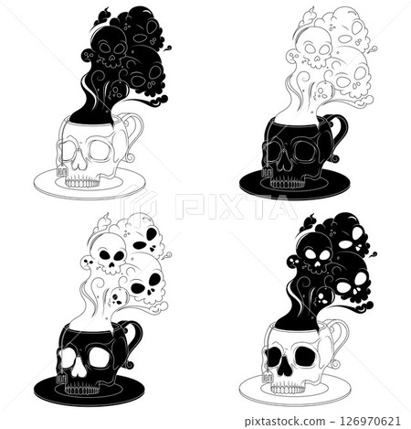 Skull Shaped Tea Cup With Toxic Death Smoke Skull Shaped Tea Cup With Toxic Death Smoke 126970621