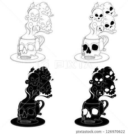 Skull Shaped Tea Cup With Toxic Death Smoke Skull Shaped Tea Cup With Toxic Death Smoke 126970622