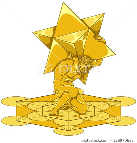Titan Atlas with Metatron and Merkaba geometry symbol Titan Atlas with Metatron and Merkaba geometry symbol 126970632