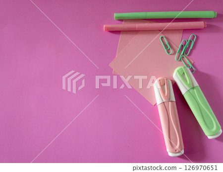 Trendy back to school design on pastel background.Copy sapce. Trendy back to school design on pastel background.Copy sapce. 126970651