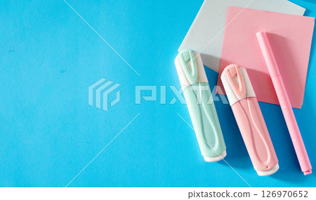 Creative School Supply Layout for Remote and In-Class Learning ,organized and fashionable 126970652