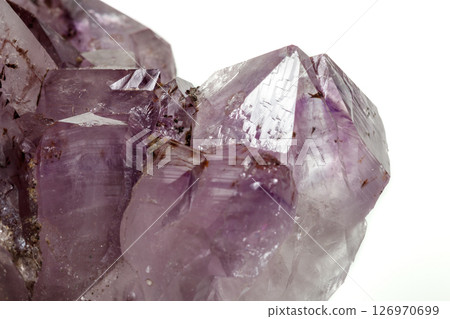Amethyst Crystal Druse macro mineral on white background Amethyst Crystal Druse macro mineral on white background 126970699