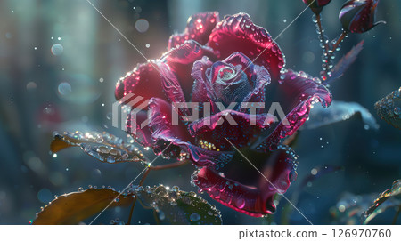 the rose against a blue background 126970760