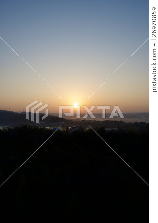Sunrise over Lake Tojo in Kato, Hyogo Prefecture 126970859