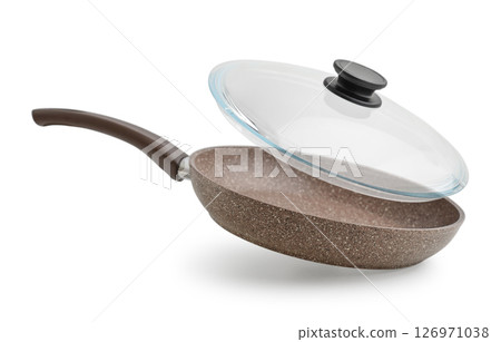 Non stick Granite frying pan with glass lid Non stick Granite frying pan with glass lid 126971038