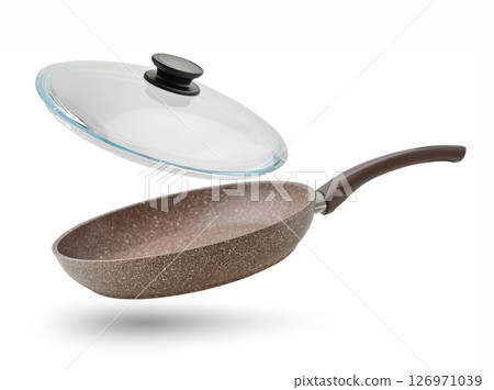 Non stick Granite frying pan with glass lid 126971039