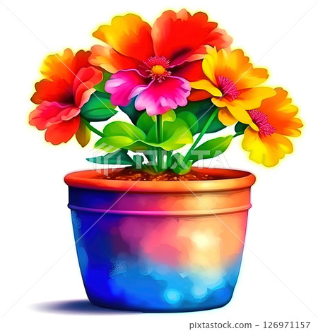 flowerpot with blooming flowers 126971157