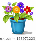 flowerpot with blooming flowers 126971223
