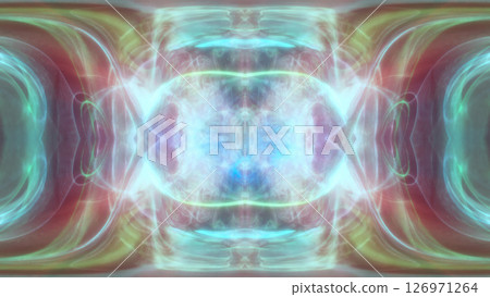 A mirrored abstrac swirling energy, forming a cosmic and futuristic design 126971264
