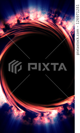 Dramatic visual of a fiery black hole surrounded by swirling plasma and cosmic light in deep space Dramatic visual of a fiery black hole surrounded by swirling plasma and cosmic light in deep space 126971281