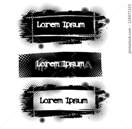 Monochrome Blot Frames set hand drawn. Not AI. Vector illustration. 126971323