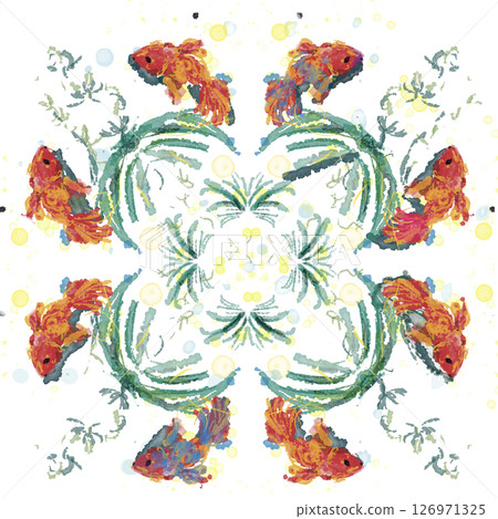 Mandala of Fireflies and Goldfish 126971325