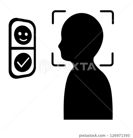 Silhouette of identity verification by facial recognition 126971393