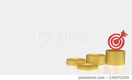 The Gold coins and red target for Business concept 3d Rendering. The Gold coins and red target for Business concept 3d Rendering. 126972050