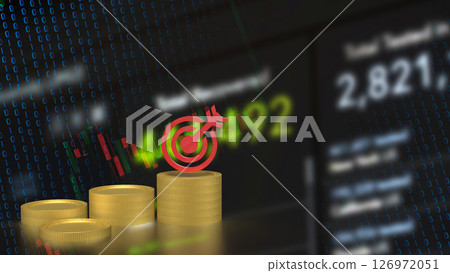 The Gold coins and red target for Business concept 3d Rendering. The Gold coins and red target for Business concept 3d Rendering. 126972051