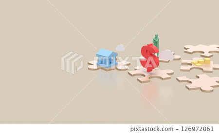 The Wood Jigsaw and Business icon image 3d Rendering. The Wood Jigsaw and Business icon image 3d Rendering. 126972061