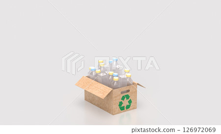The Plastic bottle in Paper Box for eco or recycle concept 3d Rendering. The Plastic bottle in Paper Box for eco or recycle concept 3d Rendering. 126972069