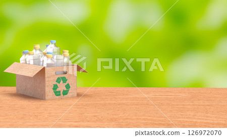 The Plastic bottle in Paper Box for eco or recycle concept 3d Rendering. The Plastic bottle in Paper Box for eco or recycle concept 3d Rendering. 126972070