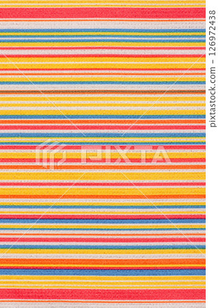 Striped fabric in multi-colored. Microfiber as a texture macro photo. 126972438