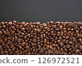 Coffee beans background. Top view coffee beans with copy space area for your text. Close up image. 126972521
