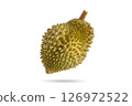 Fresh durian on white background. Durian fruit isolated on white with clipping path. 126972522