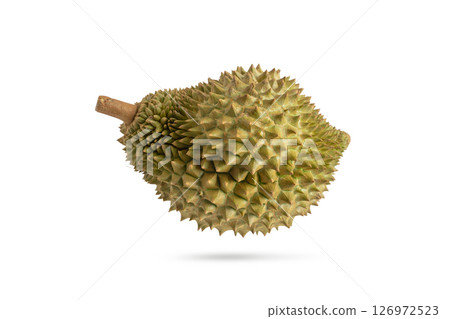 Fresh durian on white background. Durian fruit isolated on white with clipping path. 126972523