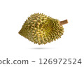 Fresh durian on white background. Durian fruit isolated on white with clipping path. 126972524