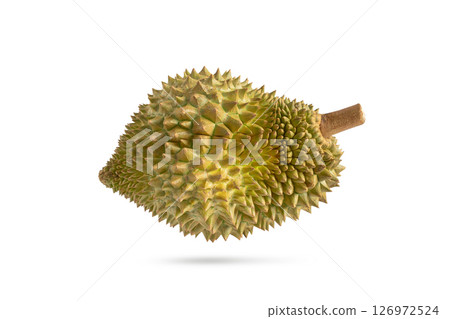 Fresh durian on white background. Durian fruit isolated on white with clipping path. 126972524