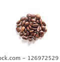 Organic coffee beans seeds on white background. Close up image. 126972529